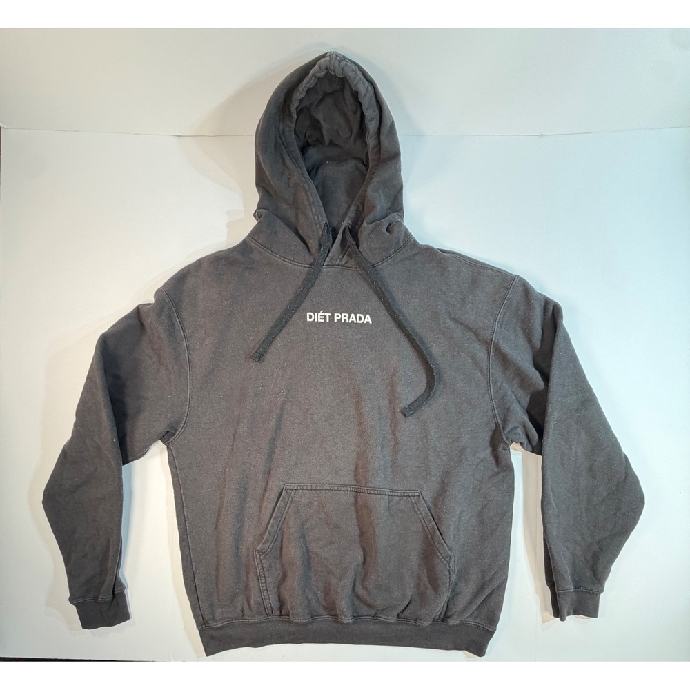 Diet Prada Logo Hoodie Black Tultex Fleece Sweatshirt Mens Large Streetwear